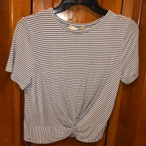 Baby blue striped tie t-shirt